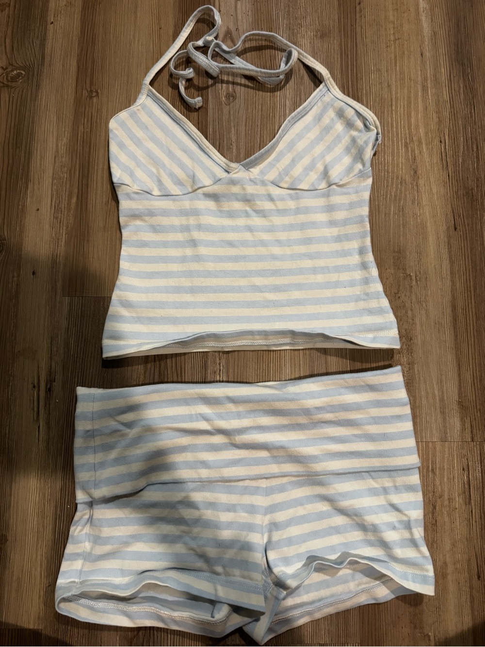 Target Striped Halter Sleep Set - Light Blue & White